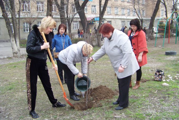 Озеленение пришкольных участков. 4 апреля 2015 года