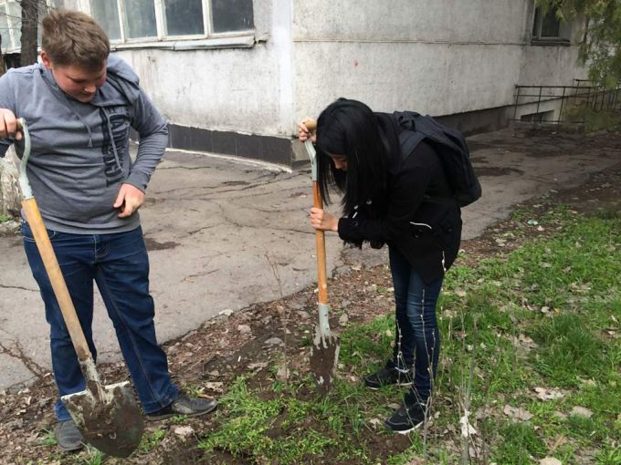Озеленение пришкольных участков. 4 апреля 2015 года